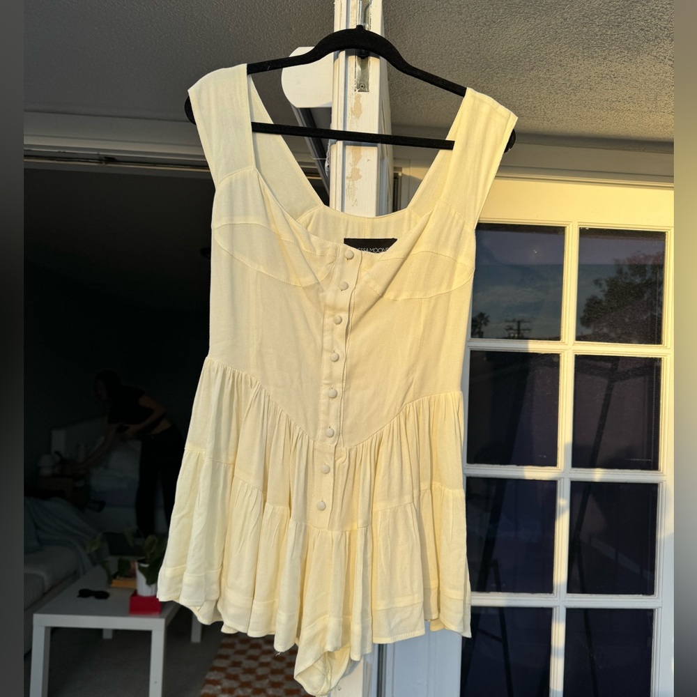 VANESSA MOONEY ELIZABETH ROMPER yellow and cream